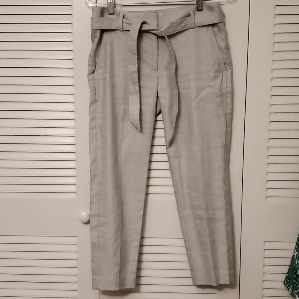 LOFT Gray Linen Crop Pants